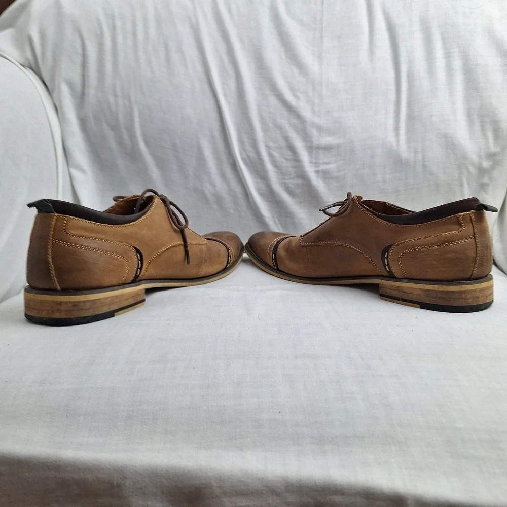 Leather Dress Shoes Steve Madden Tan 12 Jamyson Cap Toe Oxford Mens Brown Rugged